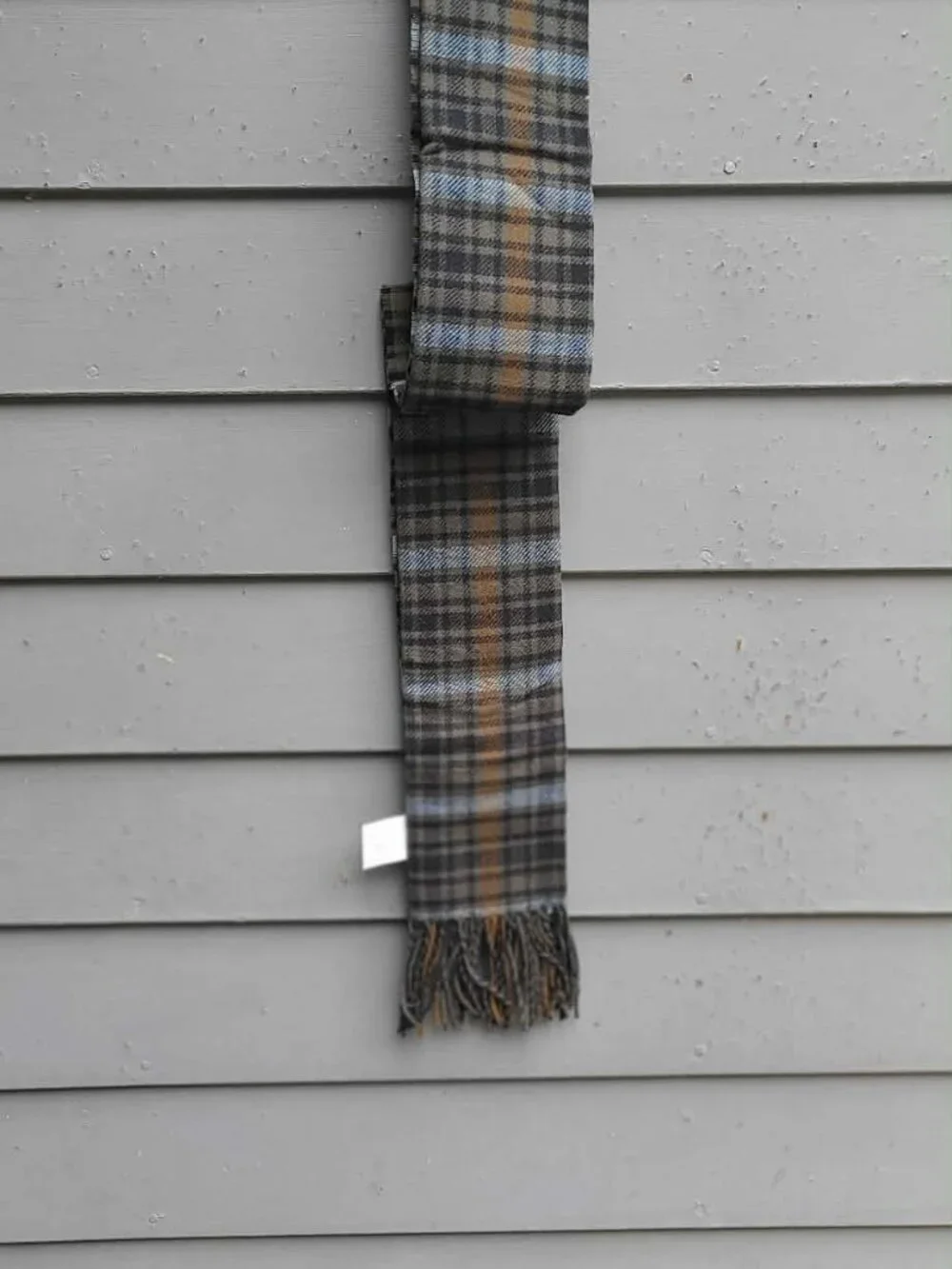 Pendleton Gray Blue Plaid 100% Wool Scarf NWT